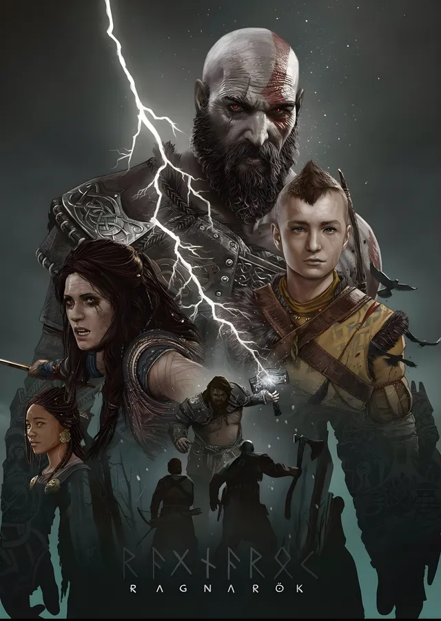 God of War Ragnarök: Şimşek metal tablo