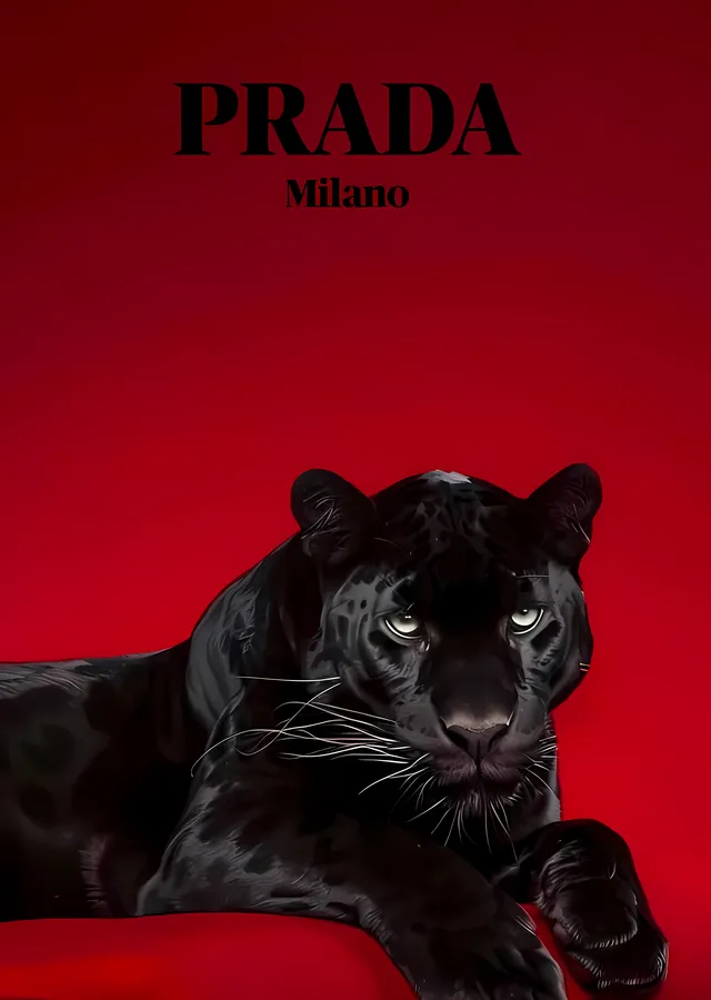 Prada Milano: Siyah Leopar Tarzı metal tablo