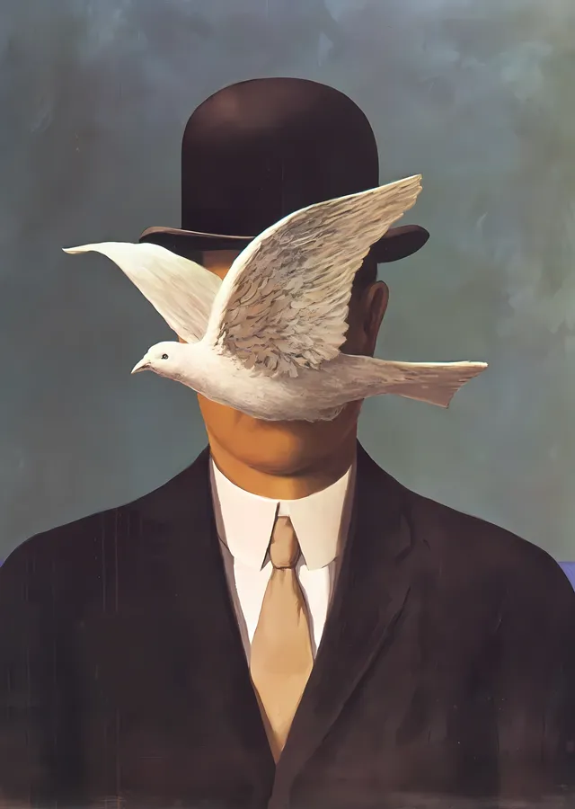 René Magritte: Man in a Bowler Hat metal tablo