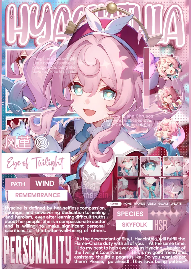 Anime Karakter Kartı: Pembe metal tablo