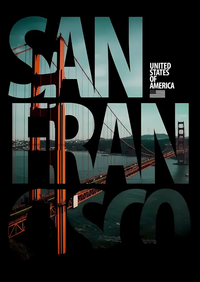 Golden Gate Köprüsü San Francisco - Lacivert Siyah Gradient metal tablo