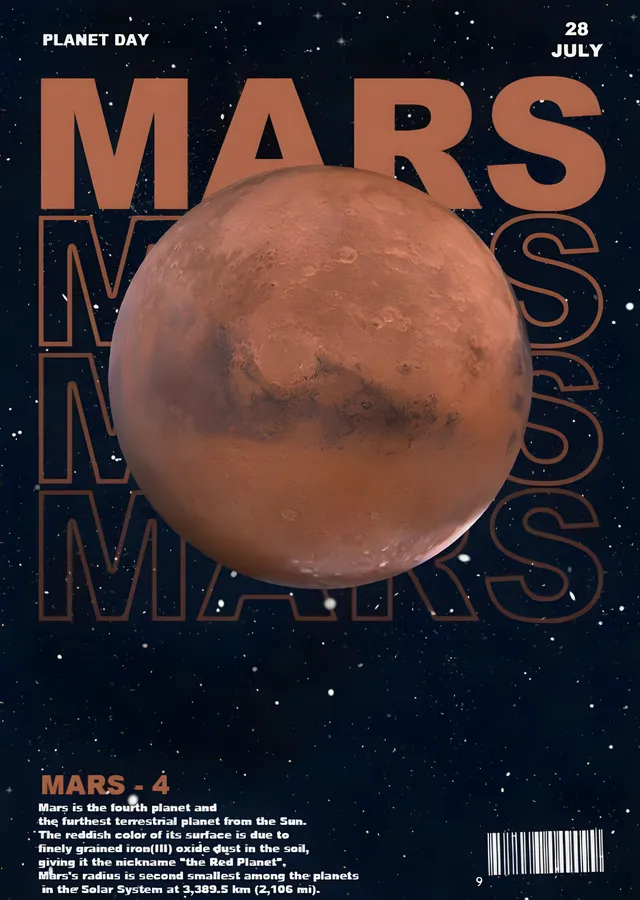 Mars - Kızıl Gezegen metal tablo