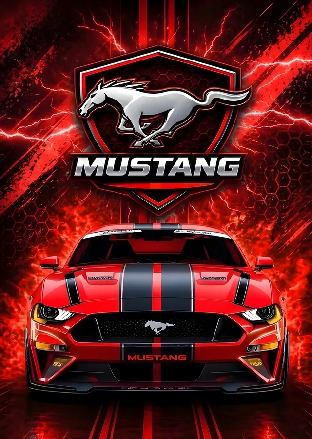 Mustang: Kırmızı ve Siyah Arabalar metal tablo