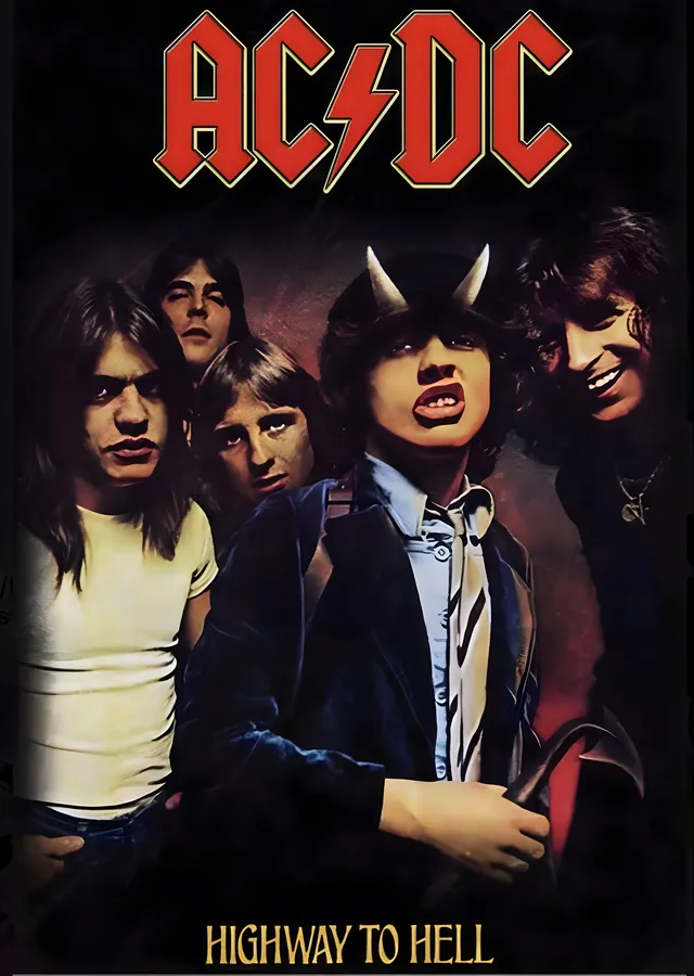 AC/DC: Highway to Hell - Kırmızı Logo ve Beş Kişi metal tablo