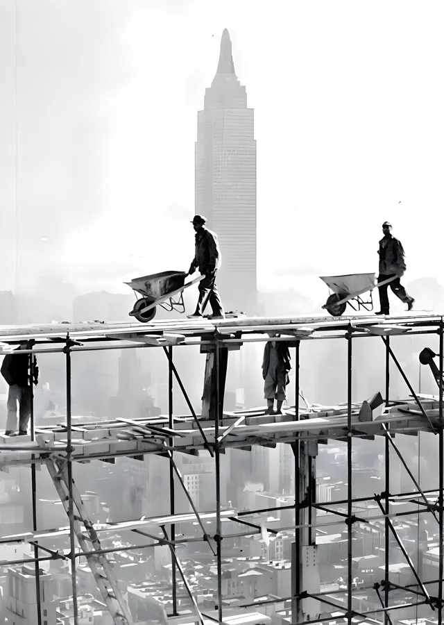 Empire State'in Önünde İnşaat İşçileri metal tablo
