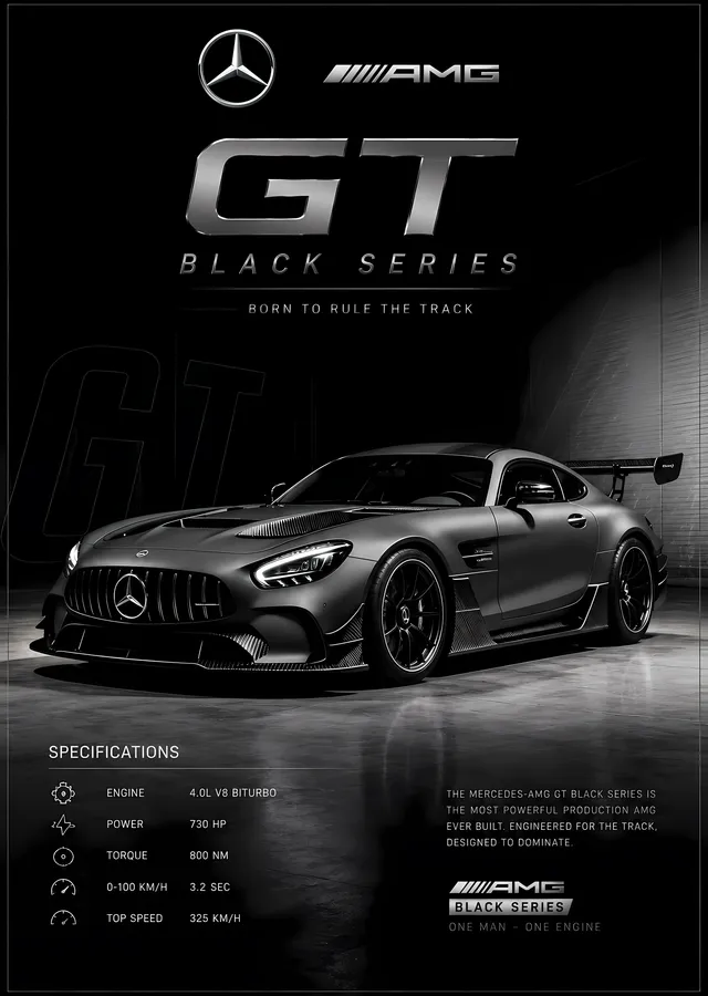 Mercedes-AMG GT Black Series metal tablo