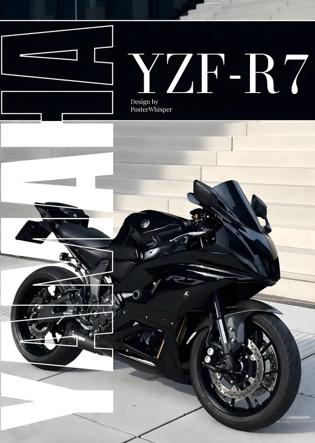 Yamaha YZF-R7 - Siyah Gövde metal tablo
