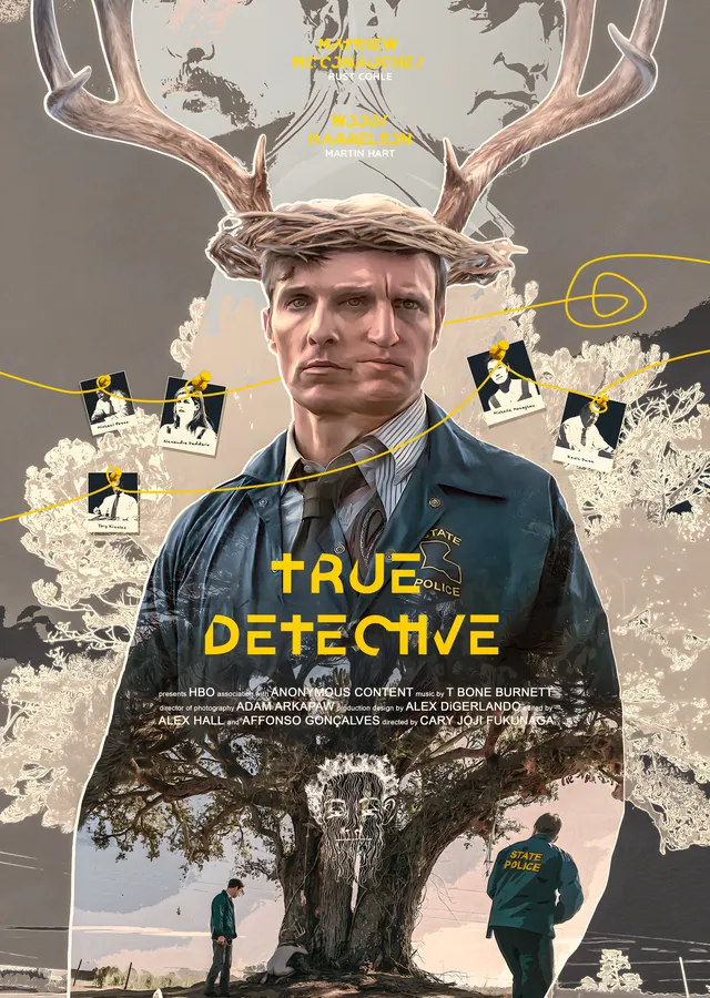 True Detective: Boynuzlu Dedektif metal tablo