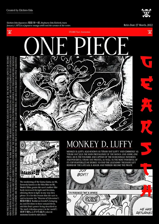 One Piece: Gear 5 Gazete Sayfası metal tablo