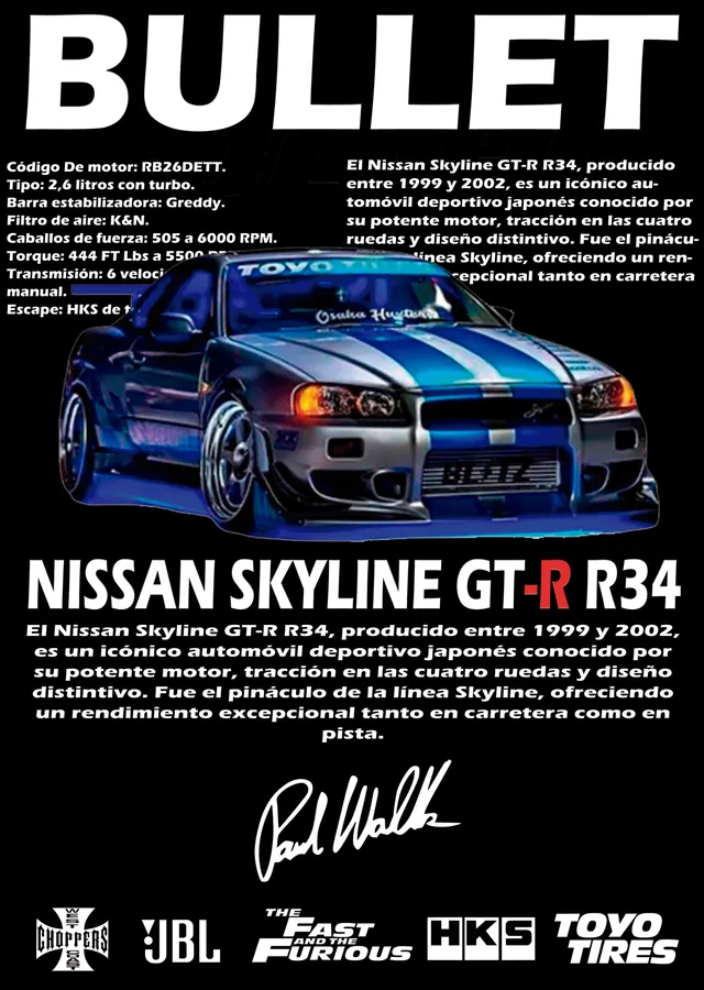 Nissan Skyline GT-R R34 - Bullet metal tablo