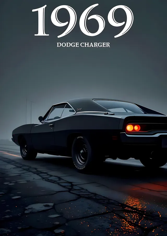 Dodge Charger 1969 metal tablo