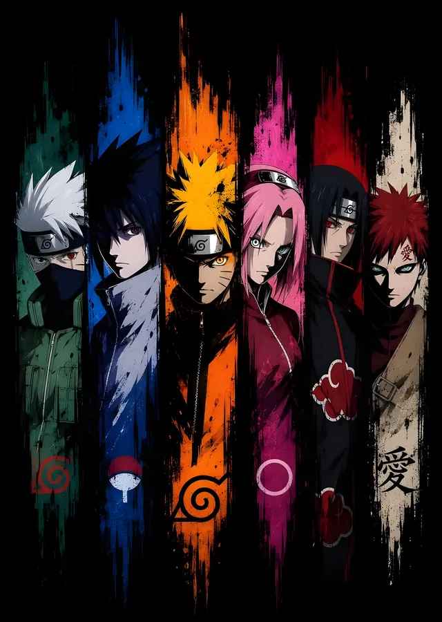 Naruto: Konoha Karakter Panelleri metal tablo