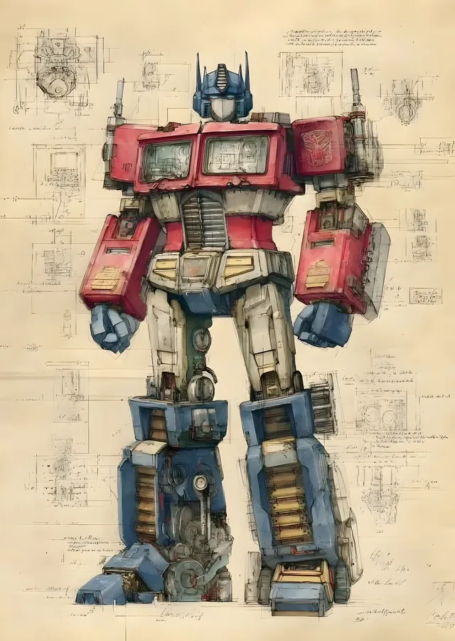 Optimus Prime: Teknik Çizim metal tablo