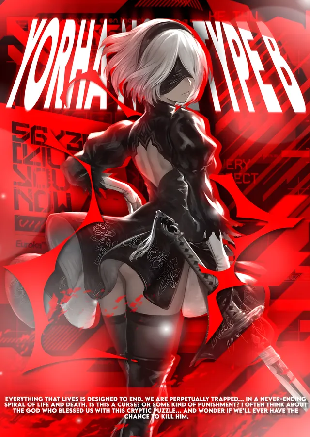 NieR: Automata Type B Kızıl metal tablo