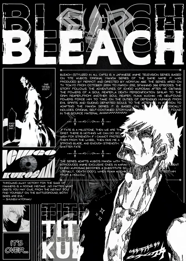 Bleach: Ichigo Kurosaki Tipografi metal tablo