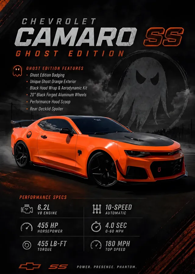 Chevrolet Camaro SS Ghost Edition metal tablo
