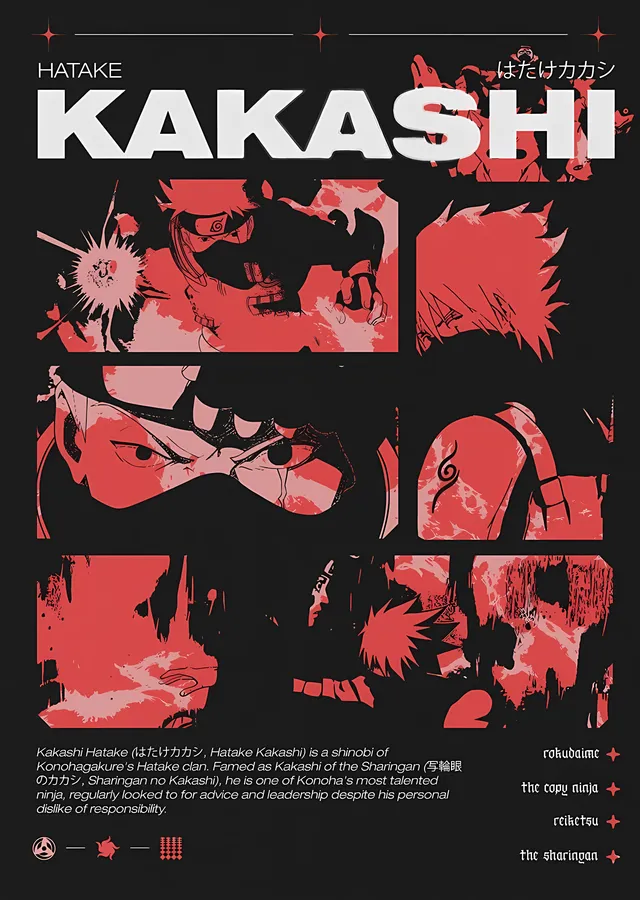 Naruto: Hatake Kakashi ve Sharingan metal tablo