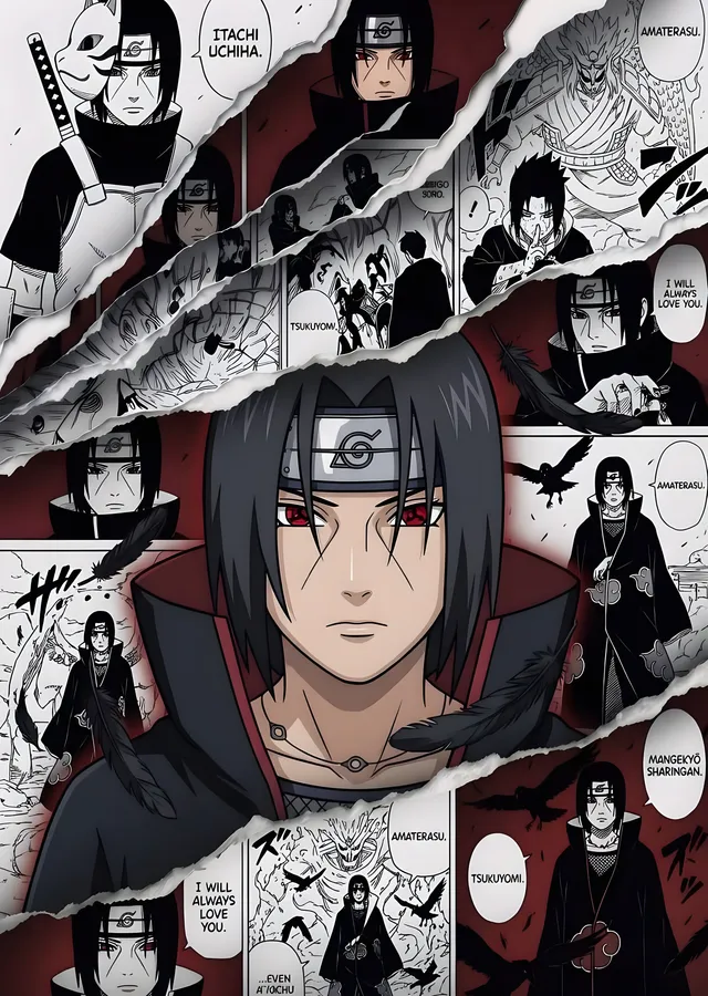 Naruto - Uchiha Itachi: Panel Arası metal tablo