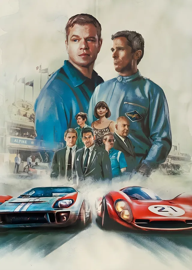 Ford v Ferrari - Yarış İllüstrasyonu metal tablo