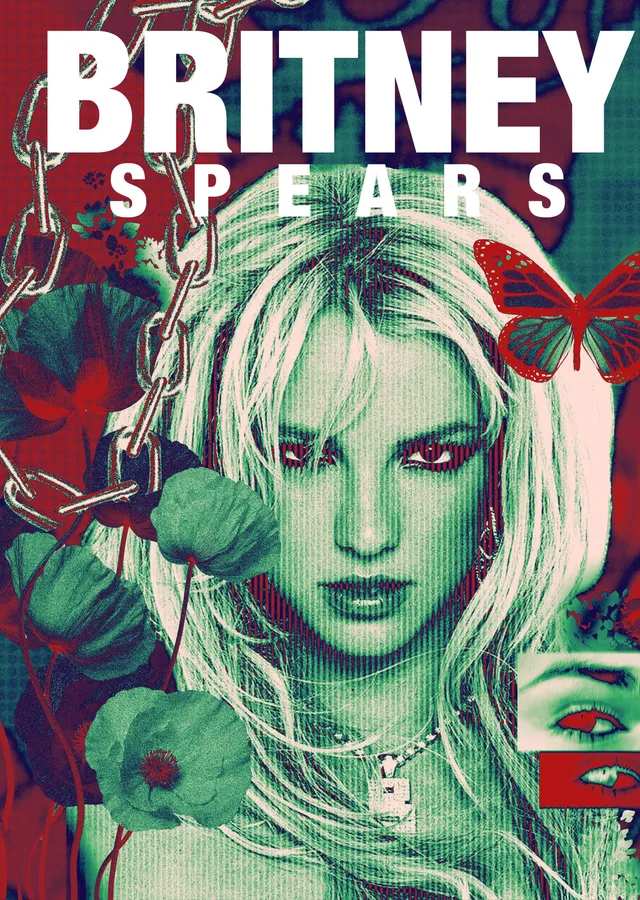 Britney Spears - Kelebekli Pop Art metal tablo