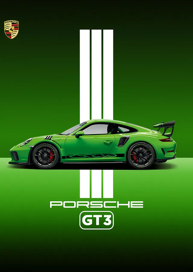 Porsche GT3 Yeşil Model metal tablo