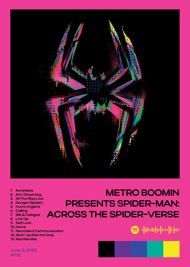 Metro Boomin: Spider-Verse Pembe metal tablo