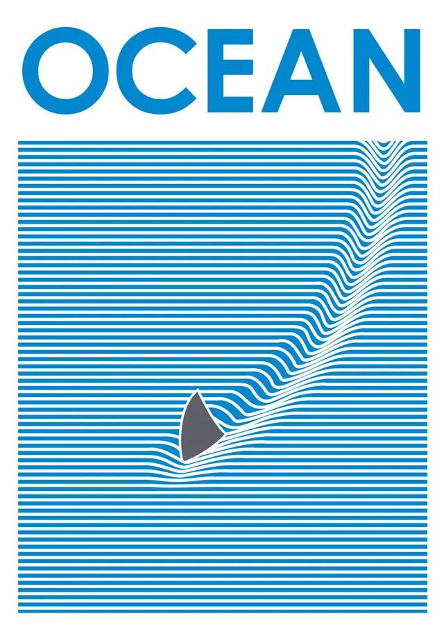 Ocean: Köpekbalığı Yüzgeci metal tablo