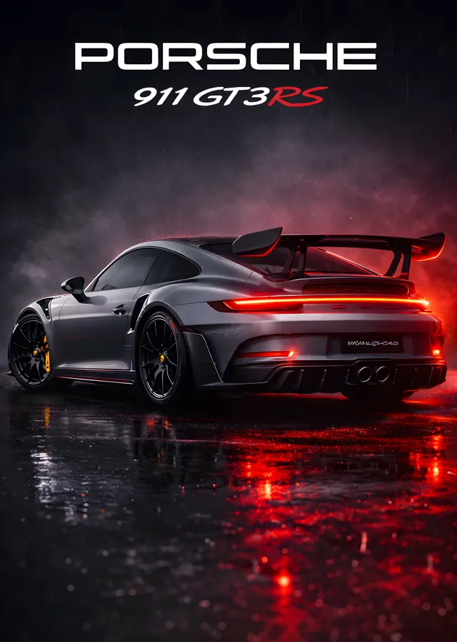 Porsche 911 GT3 RS - Islak Asfalt metal tablo