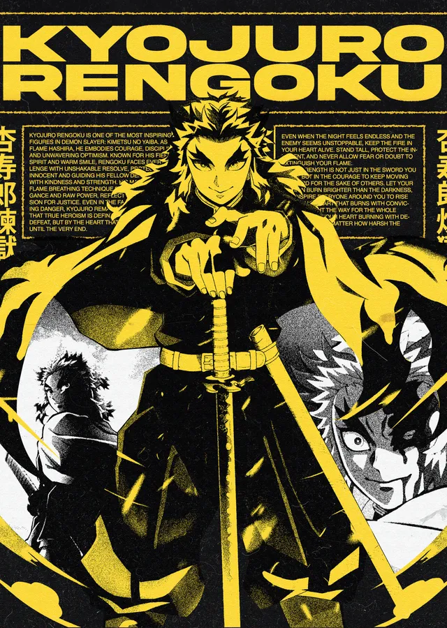 Kimetsu no Yaiba: Kyojuro Rengoku metal tablo