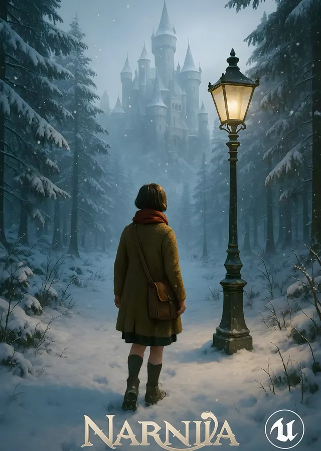 Narnia - Karlı Ormandaki Lamba Direği metal tablo