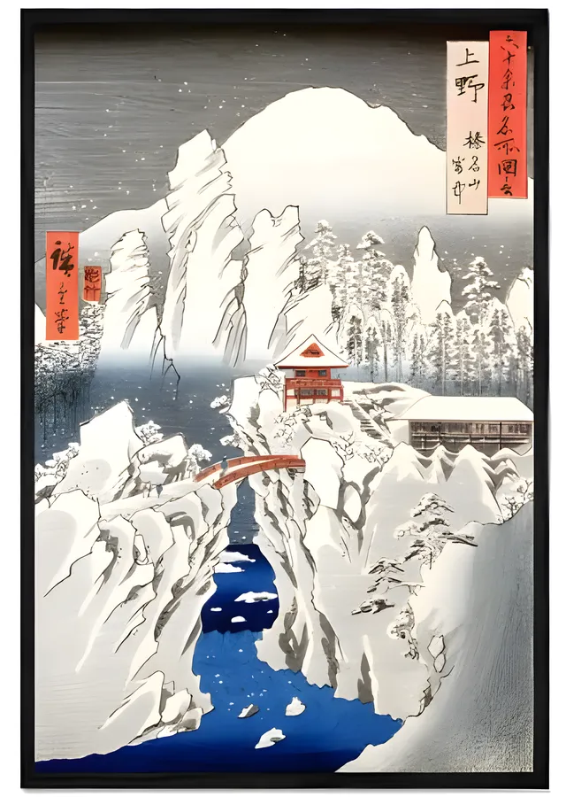 Hiroshige: Karlı Vadi metal tablo