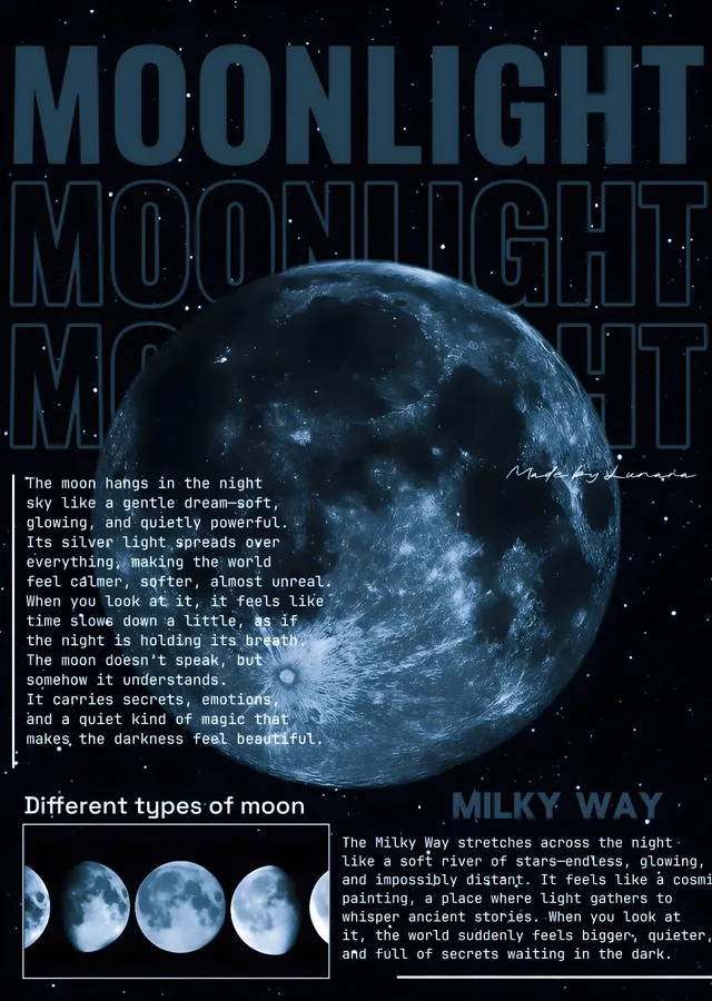Moonlight - Ay ve Samanyolu metal tablo