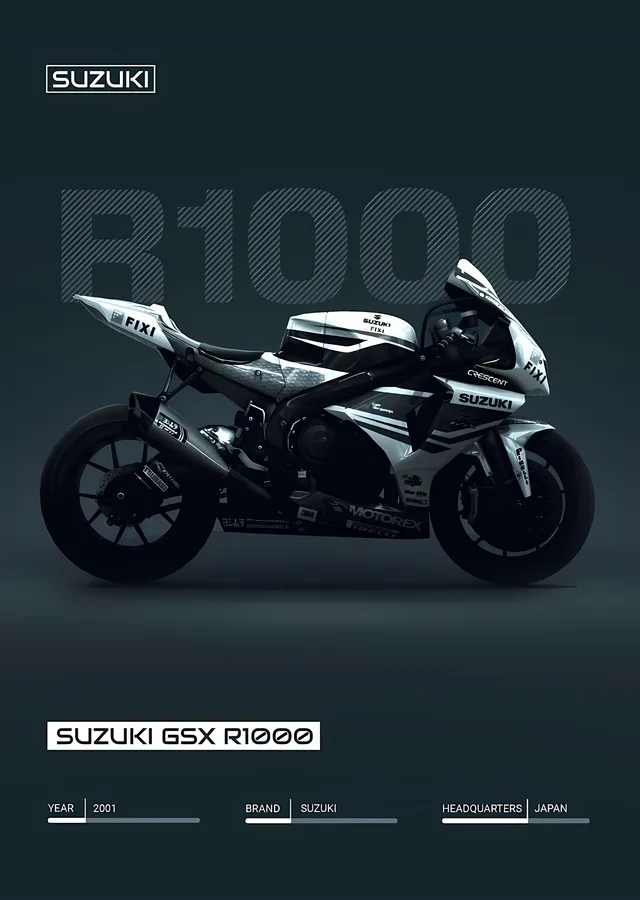 Suzuki GSX-R1000 2001 - Koyu Zemin metal tablo