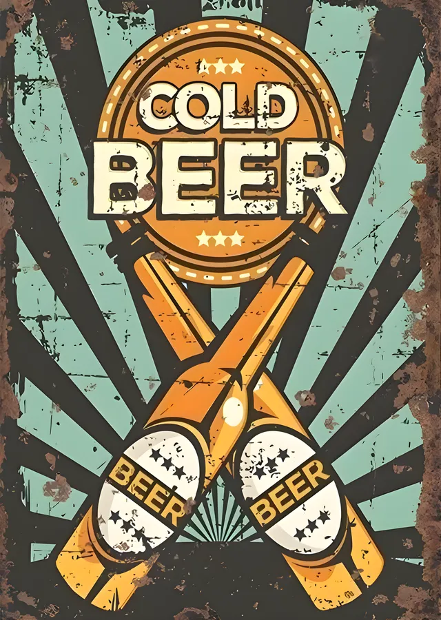 Cold Beer Retro metal tablo