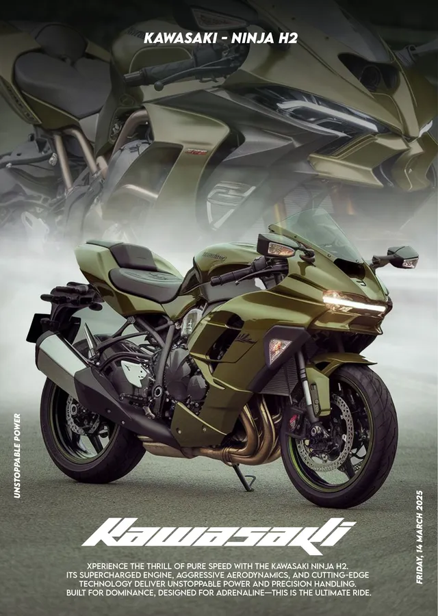 Kawasaki Ninja H2 - Haki Gövde metal tablo