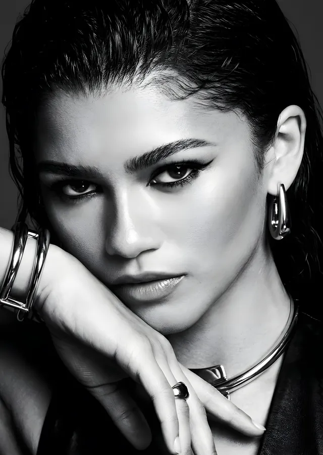 Zendaya · Siyah Beyaz metal tablo