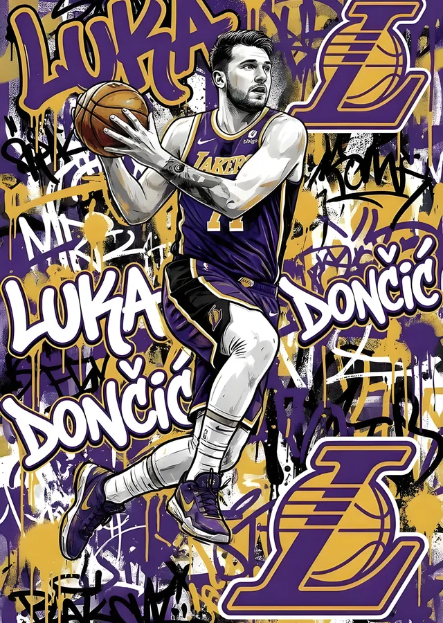 Luka Doncic: Graffiti Basketbol metal tablo