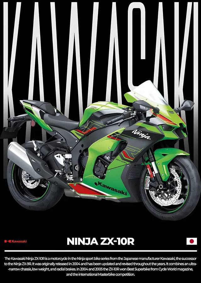 Kawasaki Ninja ZX-10R - Yeşil Yarış Renkleri metal tablo