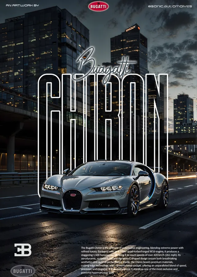 Bugatti Chiron metal tablo