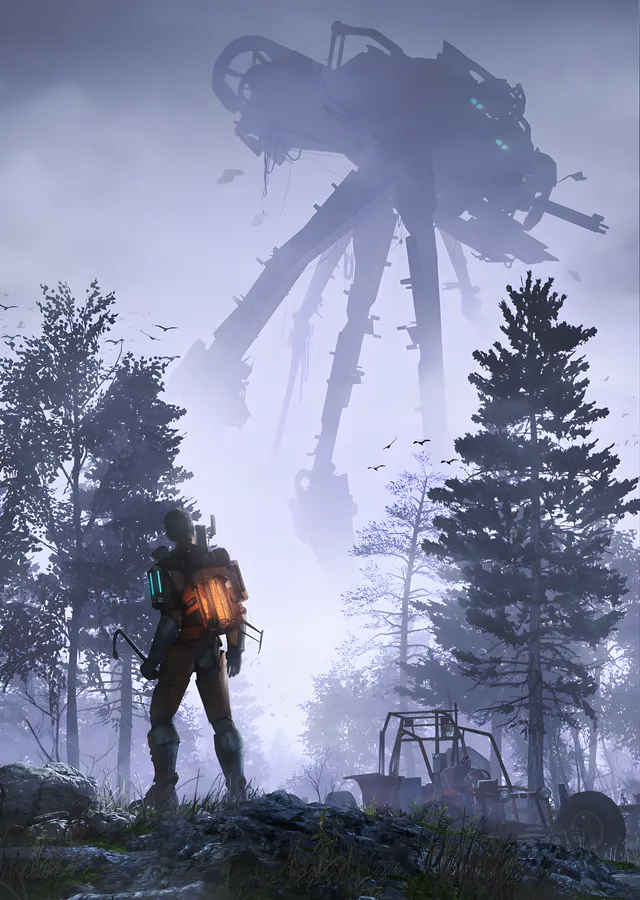 Half-Life 2 - Sisli Ormanda Strider metal tablo