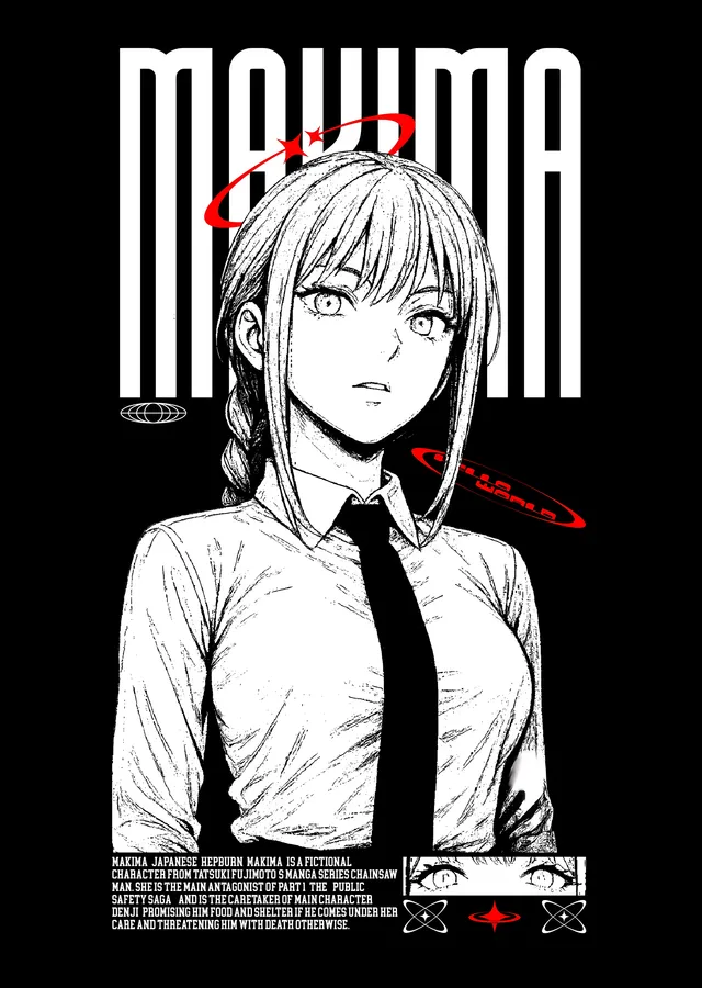 Chainsaw Man: Makima Anime Kızıl Yıldız Desenli metal tablo