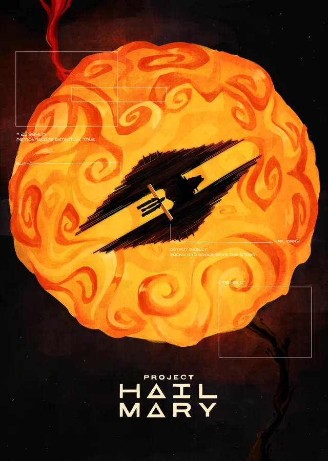 Project Hail Mary - Turuncu Yıldız metal tablo