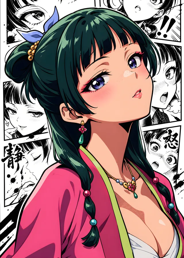 Anime Portre: Manga Panelleri Arasında Kimono metal tablo