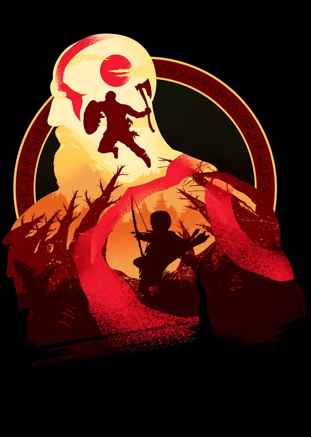God of War: Kızıl Silüet metal tablo
