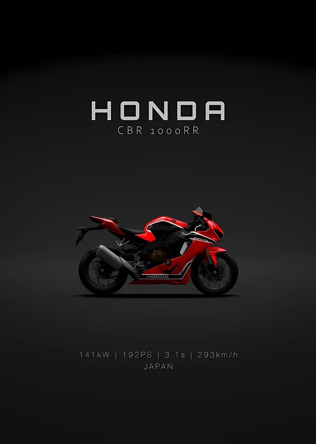 Honda CBR1000RR - Minimal Karanlık metal tablo
