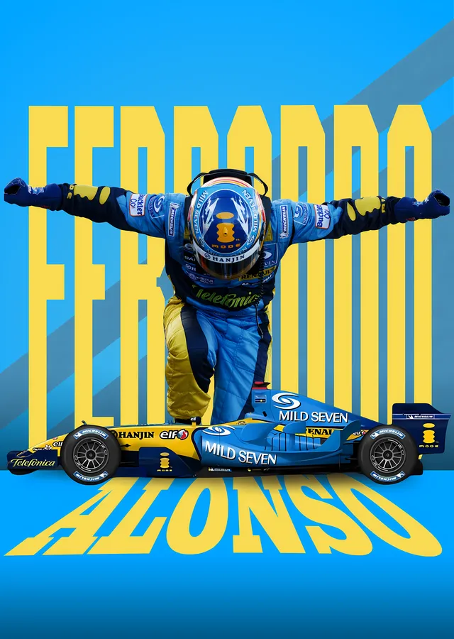 Fernando Alonso: Renault Spor Araba metal tablo