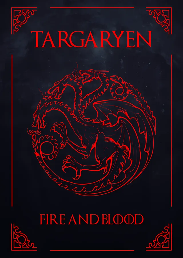 Targaryen Arması: Kızıl Ejderha Çizgisi metal tablo