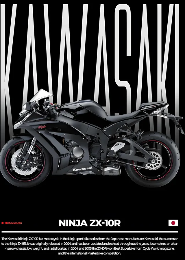 Kawasaki Ninja ZX-10R - Siyah Gövde metal tablo