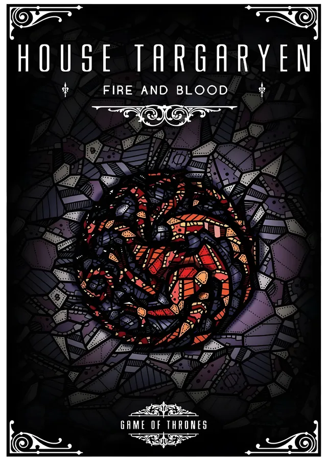 House Targaryen: Vitray Ejderha Panosu metal tablo
