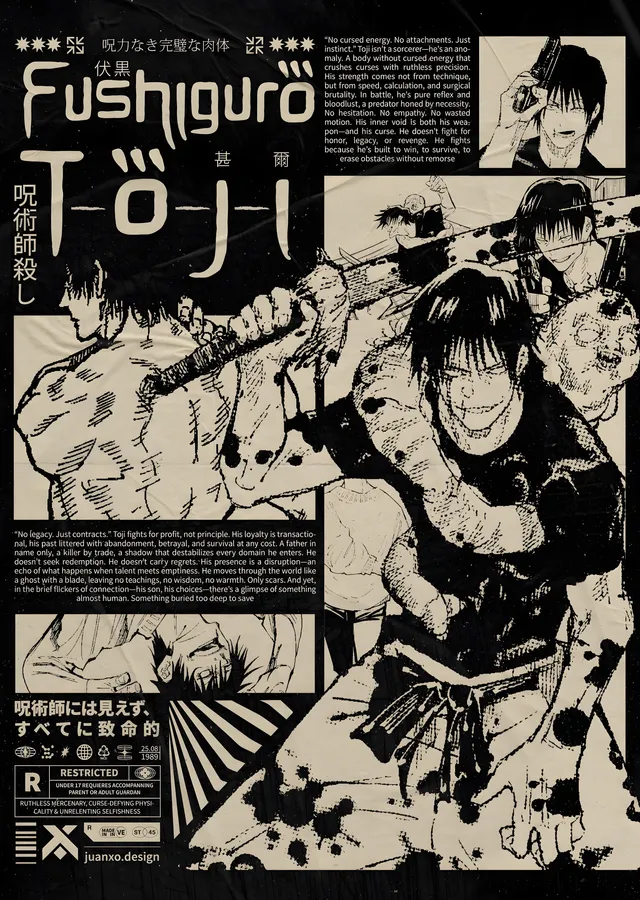 Jujutsu Kaisen: Fushiguro Toji Manga Kolajı metal tablo